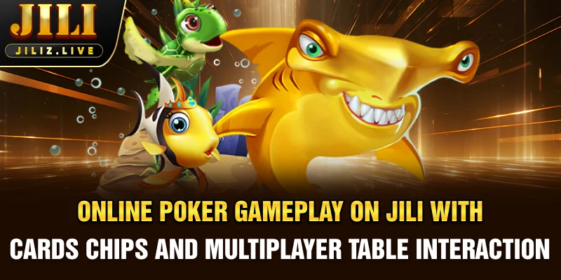 Online Poker gameplay on JILI with cards, chips, and multiplayer table interaction